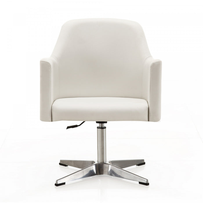 Fauteuil pivotant moderne en cuir vegetalien Pelo, blanc - Lot de 2