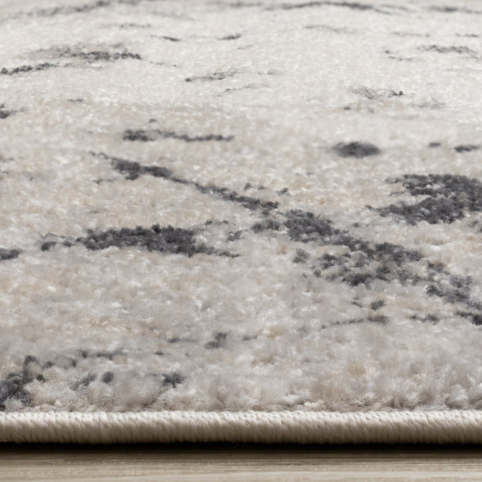 Tapis Sophie a motif d'eclaboussures de peinture grises, beiges, noires et blanches, 5'3\" x 7'7\"