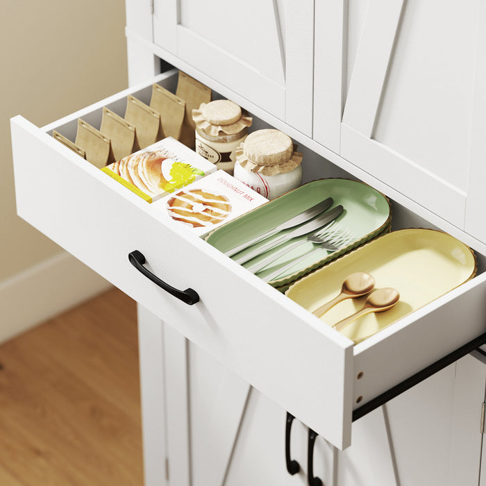 HOMCOM Armoire de cuisine de 72 po, armoire de rangement, blanc