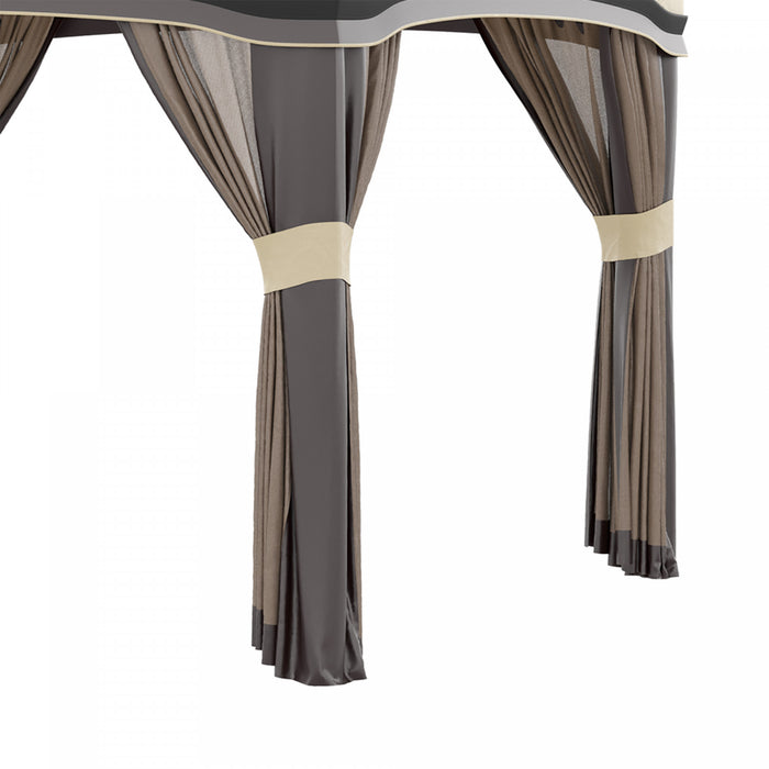 Outsunny 10' X 10' Tente De Fete Pliable Avec Filets, Beige