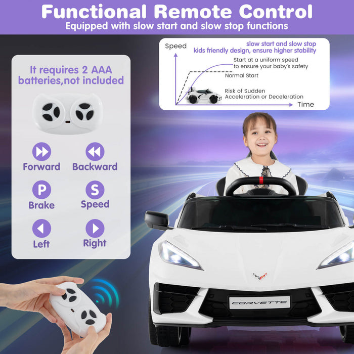 Costway 12v Electrique Enfants Rouler Sur La Voiture Avec Telecommande Sans Fil Connexion Lumieres Blanc