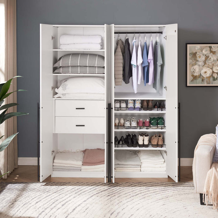 Armoire-penderie moderne Lee 2 pieces en blanc