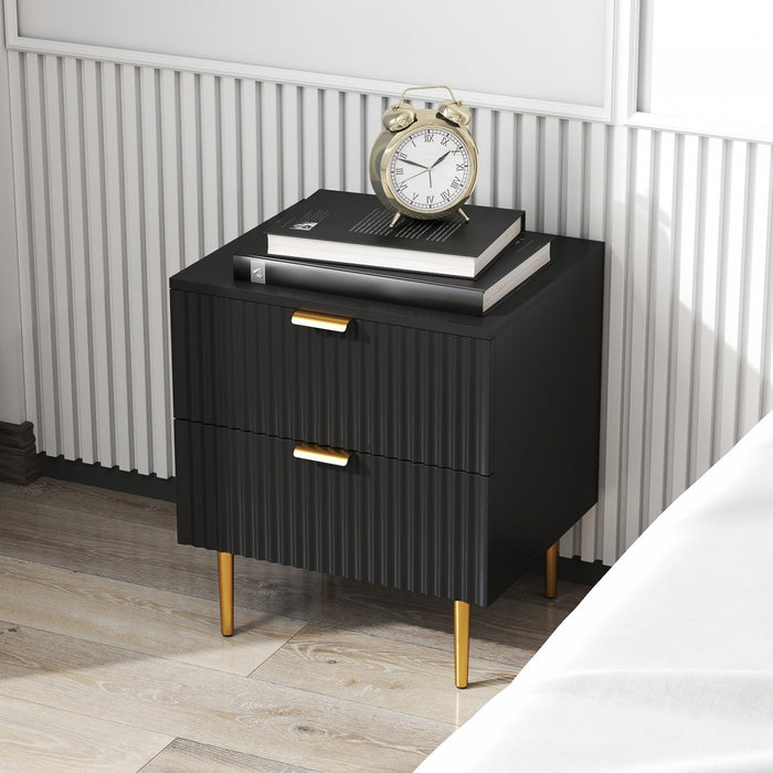 HOMCOM Table de chevet, table d'appoint avec 2 tiroirs, noir