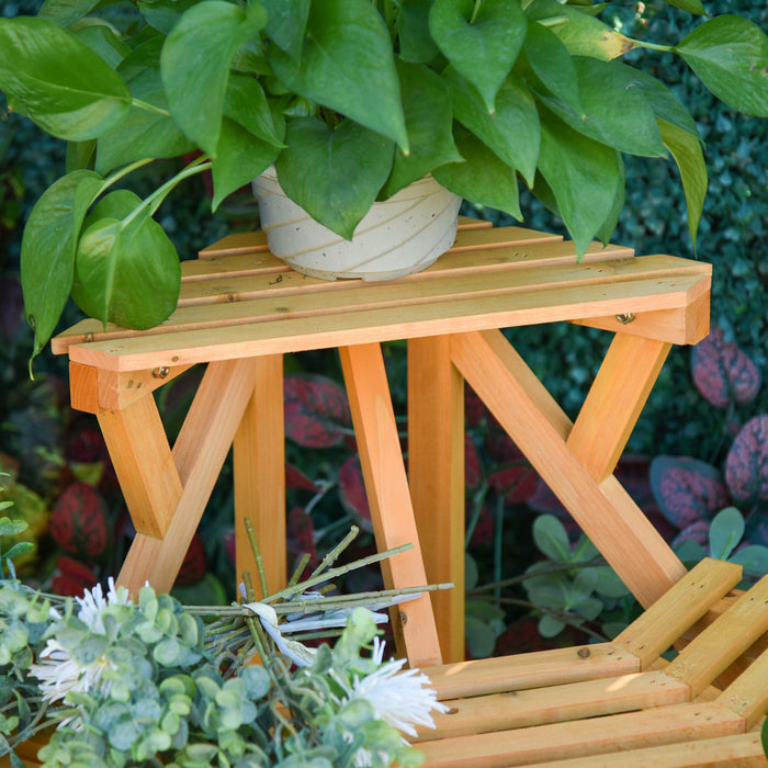 Support De Plante Sureleve Rustique A 3 Niveaux En Bois Outsunny Avec Etageres A Lattes Presentoir Interieur Et Exterieur Organisateur De Pot De Plante 37,75 \"x 25,25\" X 24\"