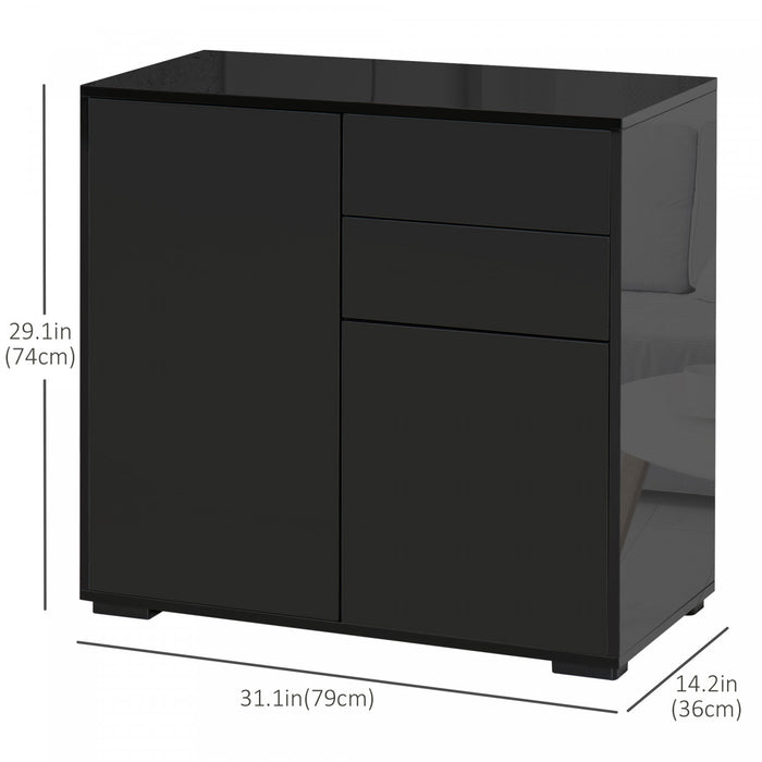 HOMCOM Armoire haute brillance avec etagere reglable