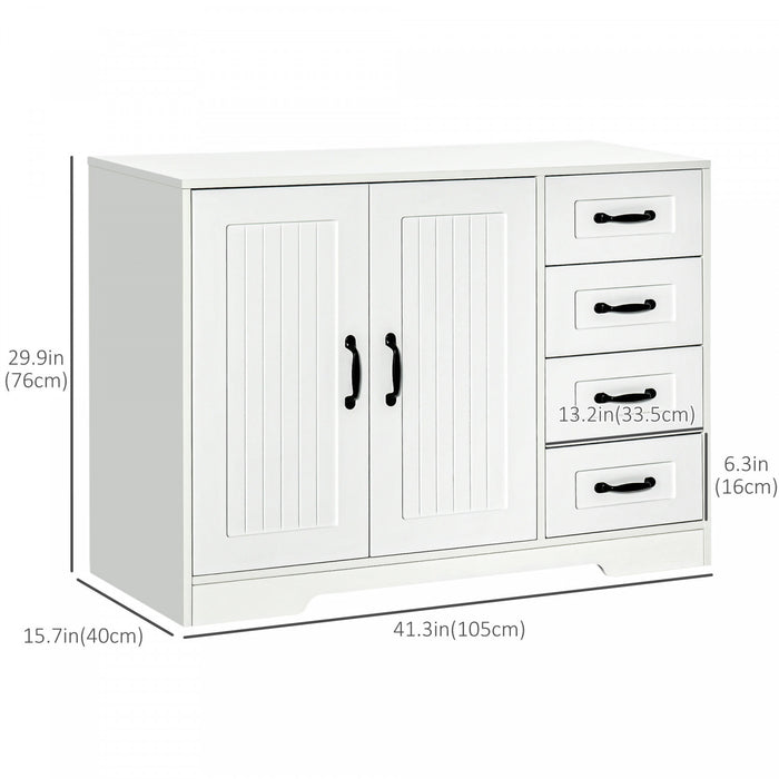 HOMCOM Buffet Moderne Armoire Autoportante Cupboard Blanc