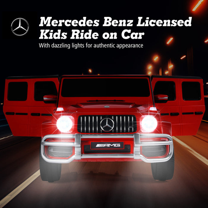 Costway 12v 2 Sieges Enfants Roulent Sur La Voiture Mercedes Benz G63 Sous Licence W / Telecommande Rouge