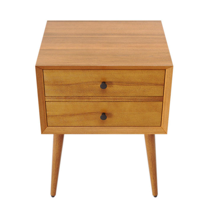Emma Table de Nuit Moderne Mid-Century avec 2 Tiroirs, Naturel