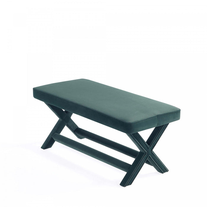Banc d’appoint Abigail style milieu du siecle moderne en velours vert foret