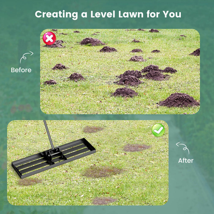 Costway Pelouse Nivellage Rake 36\" X 10\" Lourd Outil De Pelouse De Niveau Pour Jardin Arriere-cour/pelouse Noir