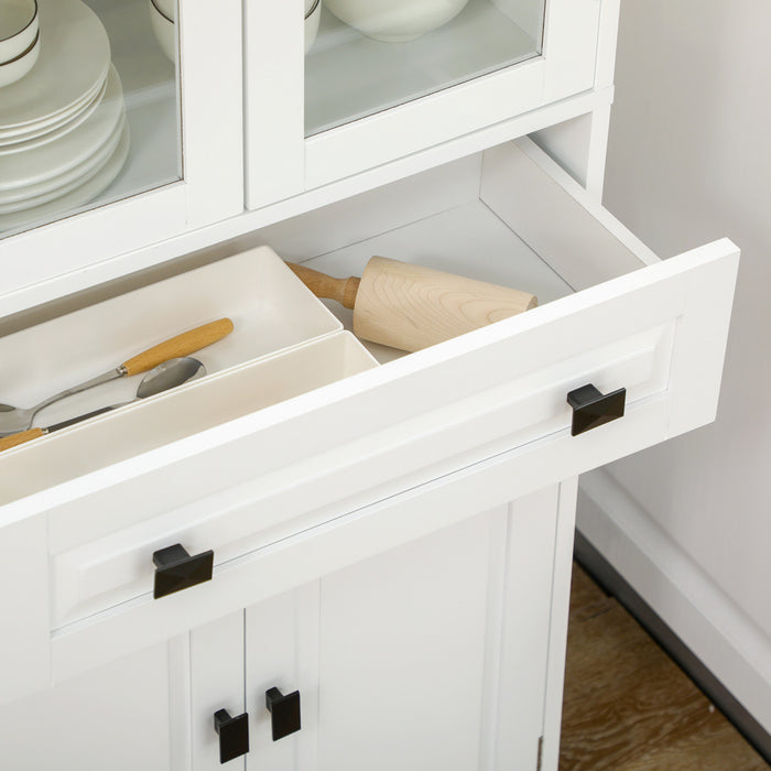 HOMCOM Armoire de rangement de la cuisine etageres reglables porte vitree