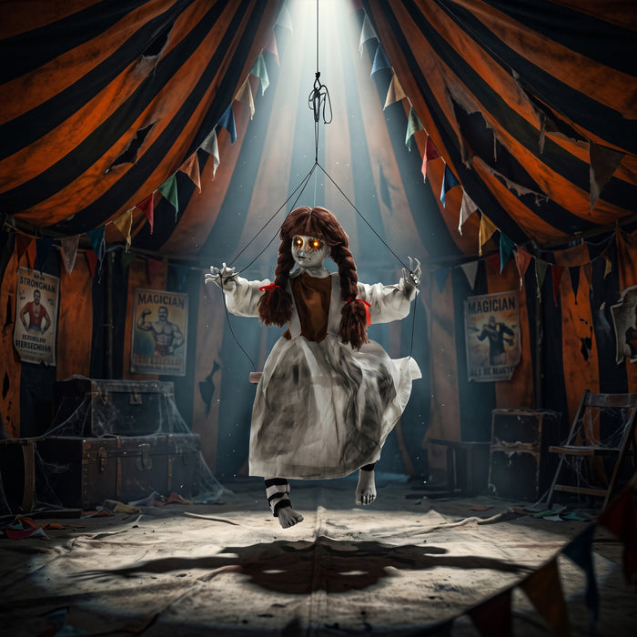 HOMCOM Decoration d'Halloween animee fillette effrayante sur balancoire