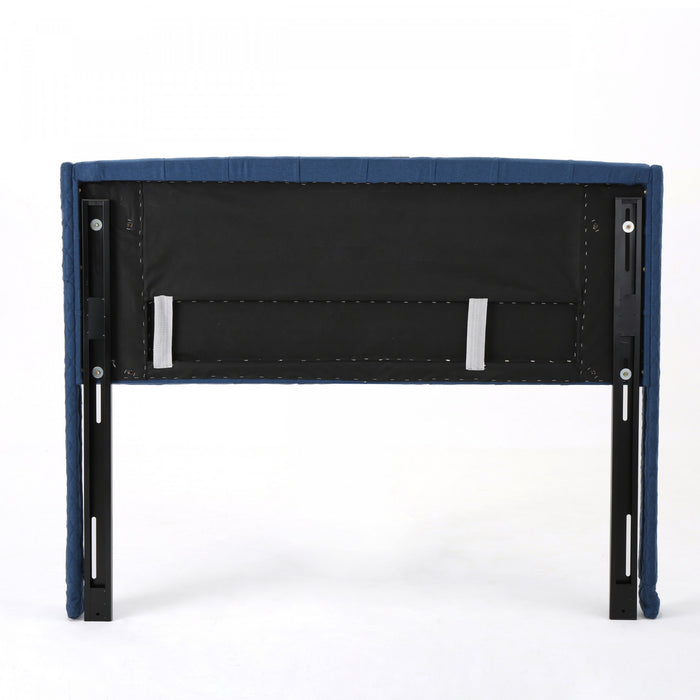 Hansen Tete De Lit Capitonnee A Dossier Aile Avec Boutons, Taille King, Bleu Marine Fonce