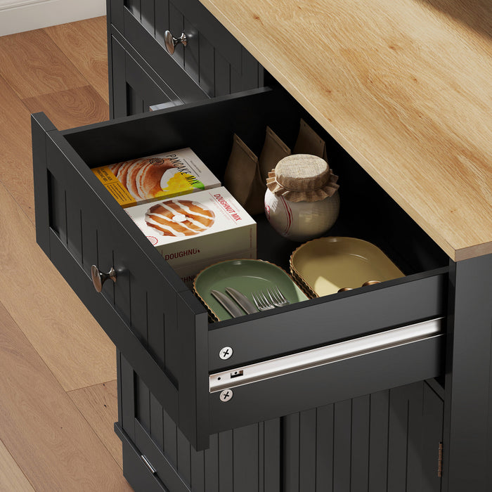 HOMCOM Armoire garde-manger, meuble de cuisine avec station de charge, Noir