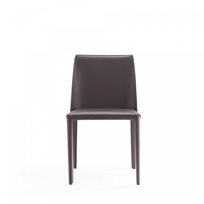 Chaise de salle a manger moderne en cuir vegetalien gris Paris - Lot de 4