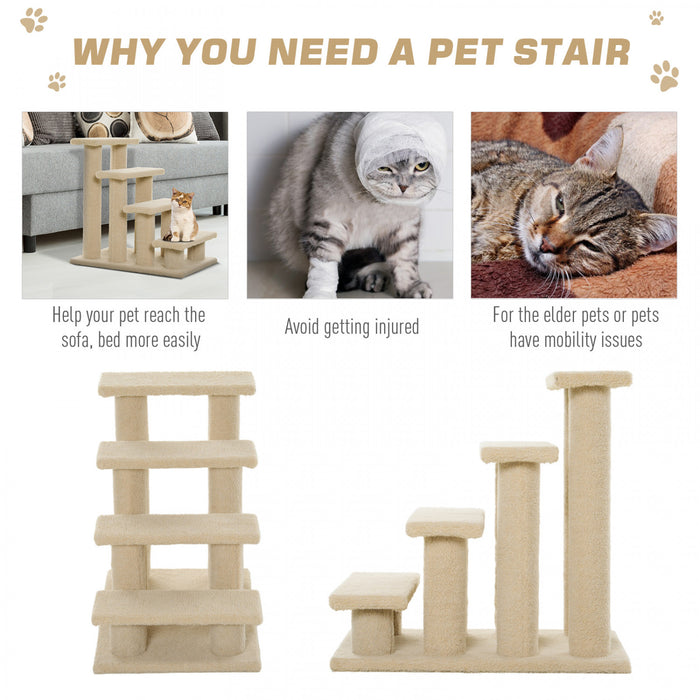 Pawhut Escalier Pour Chat A 4 Niveaux A Plusieurs Niveaux Marron Clair