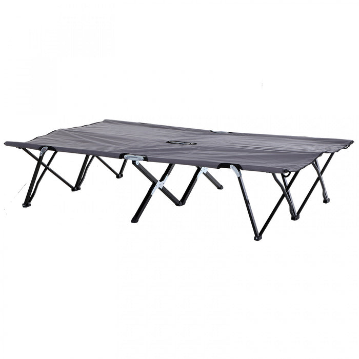Outsunny Lit De Camping Pliant Pour Deux Personnes De 76 Po Avec Sac De Transport, Gris
