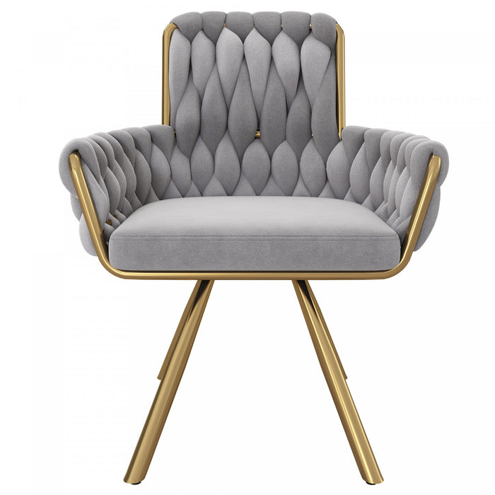 Chaises de salle a manger pivotantes Timothy en velours avec revetement capitonne et pieds en metal, lot de 4, gris
