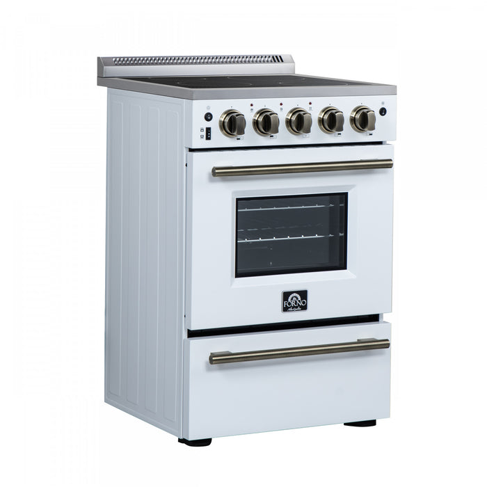 Cuisiniere electrique Loiano de 24 po en blanc, 2,3 pi³ avec tiroir de rangement - FFSEL6099-24WHT