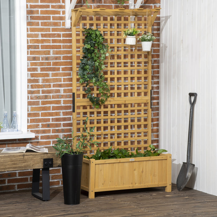 Outsunny Lit De Jardin Sureleve , Jardiniere En Bois Avec Treillis, Jardiniere Avec Ecran De Confidentialite Pour Cultiver Des Legumes, Des Herbes Et Des Fleurs Pour Le Jardin, La Terrasse, Jaune