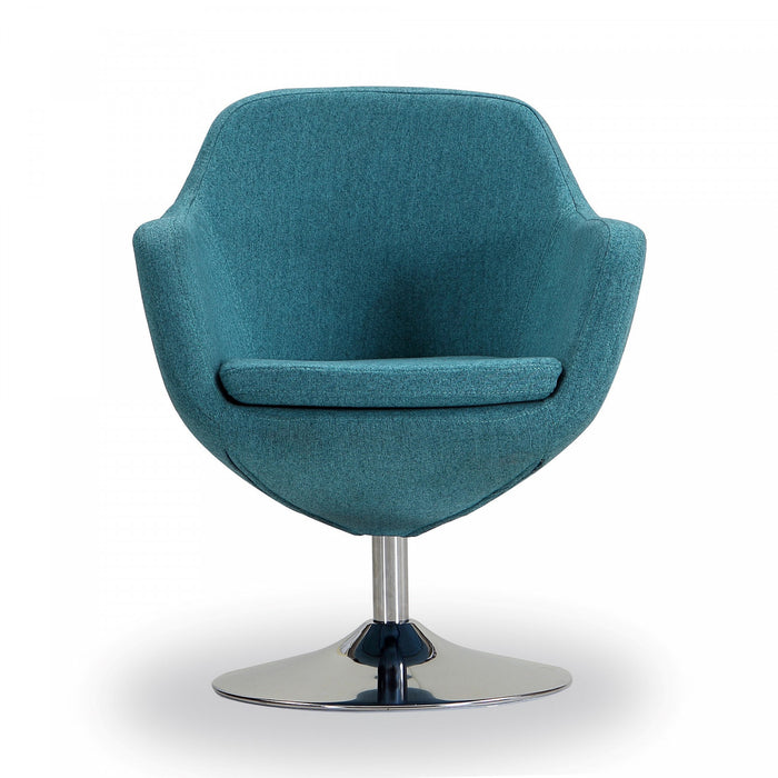 Fauteuil lounge pivotant moderne Caisson en tissu bleu sarcelle - Lot de 2