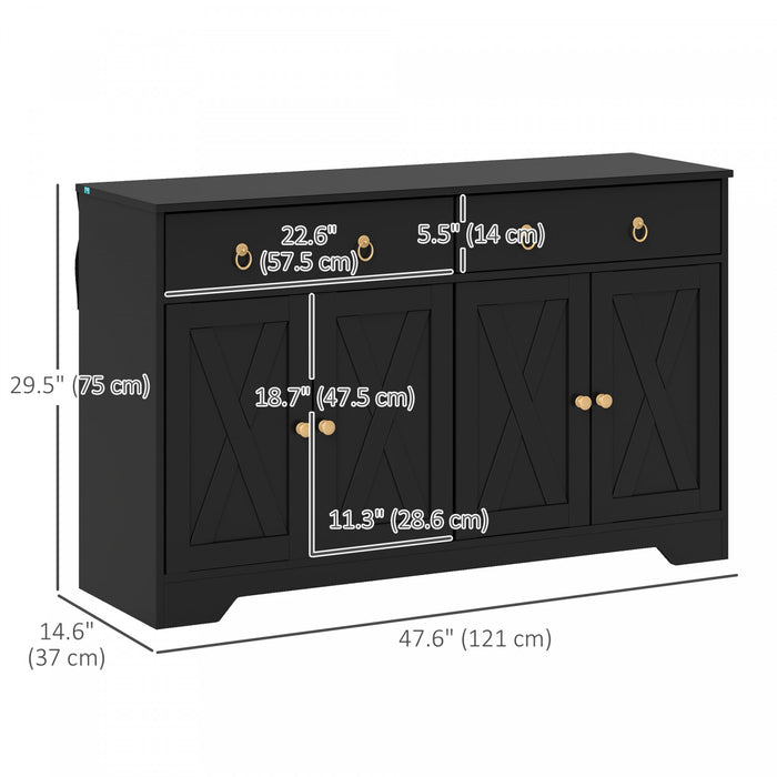 HOMCOM Buffet, armoire bar a cafe, etagere reglable, noir