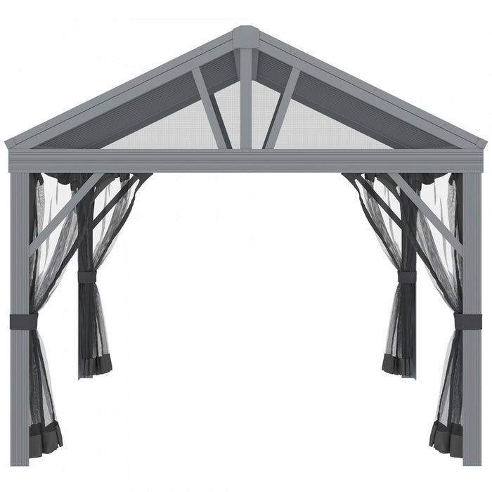 Outsunny 12' X 10' Tonnelle De Jardin Barnum Avec Filet Et Cadre En Aluminium Pour Patios, Jardins, Pelouses, Gris Fonce