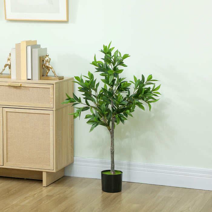 HOMCOM Lot de 2 fausses plantes a 345 feuilles, lauriers realistes, vert