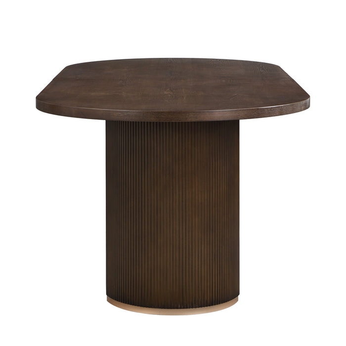 Madison Table a manger ovale en bois massif avec double pietement, noyer