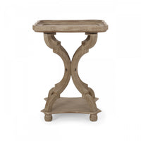  Table D’appoint Carrée Traditionnelle Jason Avec Étagère, Finition Bois Flotté