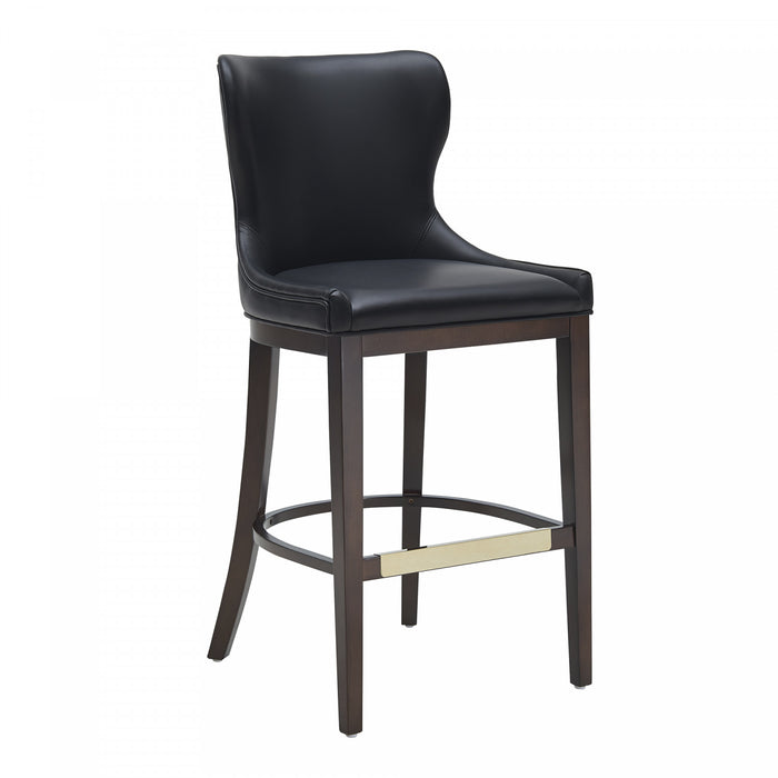 Tabouret de bar Blair moderne en bois et tissu, noir - Lot de 2