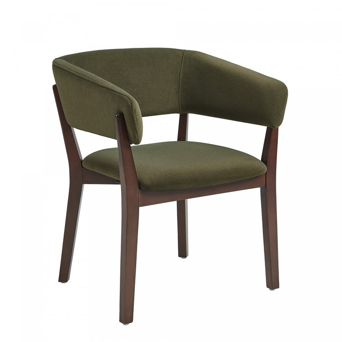 Fauteuil Blake moderne en bois avec effet mohair vert