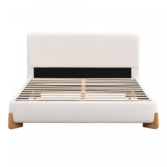 Olivia Lit elegant et confortable avec revetement, Taille King, Blanc