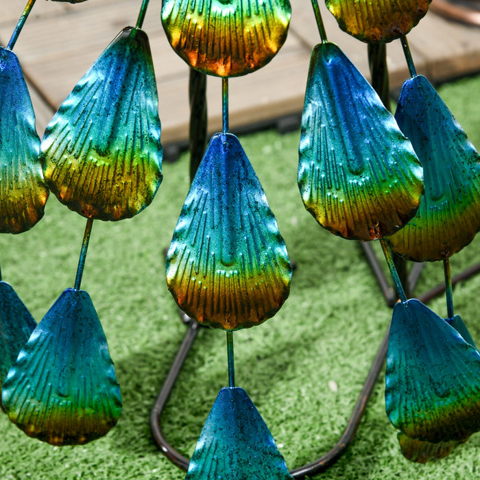 Outsunny Statue de Jardin Paon en Acier, Ornement Multicolore