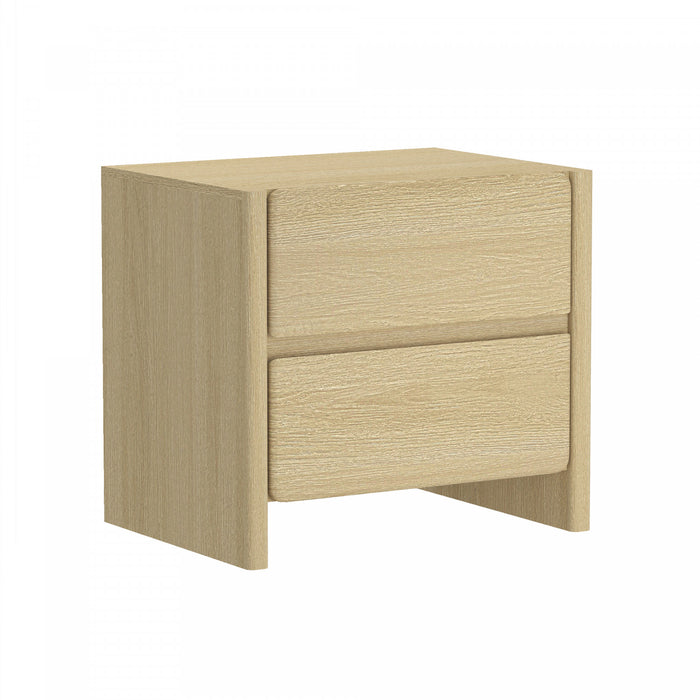 Table de nuit moderne Linda 24\" en chene naturel (2 tiroirs) - Lot de 2