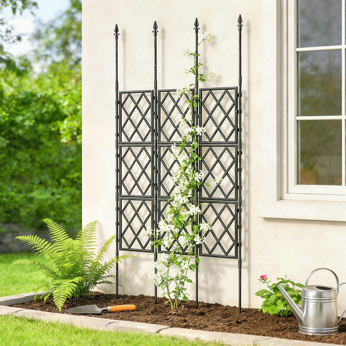 Outsunny Treillis de Jardin Pliable, Treillis a Grille pour Plantes Grimpantes