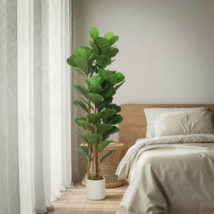 HOMCOM Faux figuier Lyre, arbre artificiel de 5\"