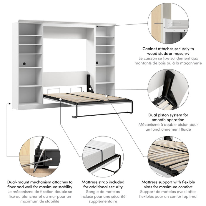 Lit double escamotable Versatile de Bestar avec organisateurs de garde-robe (109 po [L]) - blanc