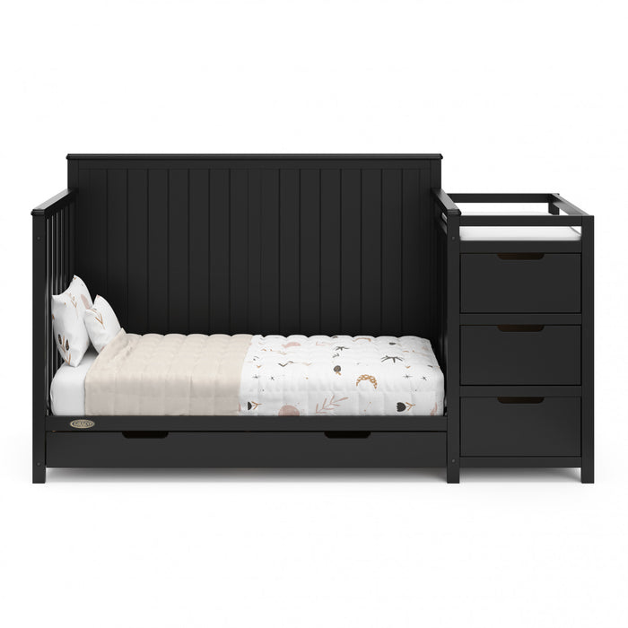 Graco Hadley Lit de bebe convertible 5-en-1 avec table a langer et tiroir - Noir