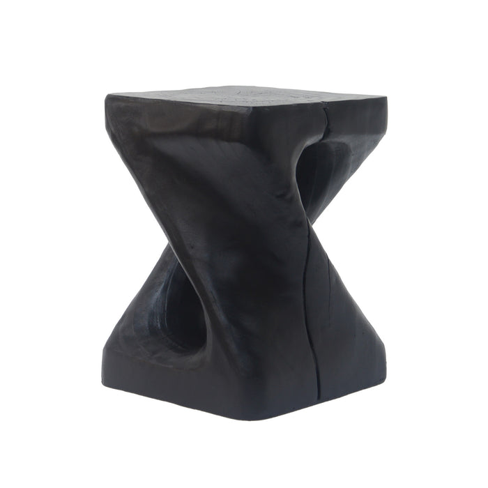 Table d'appoint moderne sablier torsade Miro 16 pouces MGO, table laterale interieure imitation bois, noir