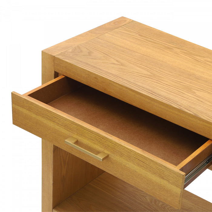 Console de style maison de campagne Aubrey 120 cm avec rangement - brune