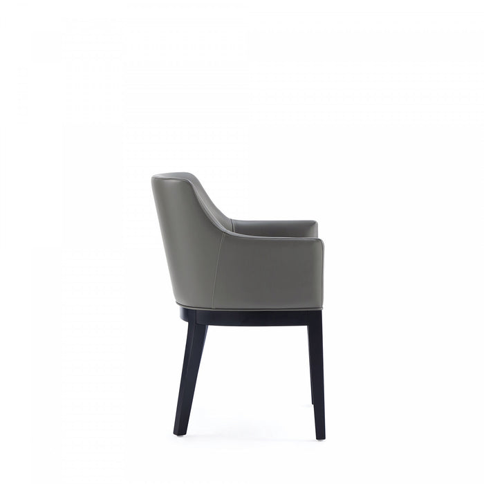 Fauteuil moderne Gansevoort en bois et cuir vegetalien graphite - Lot de 2
