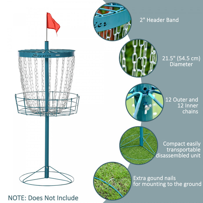 Soozier Panier d'entrainement a 24 chaines pour cible de disc golf, bleu