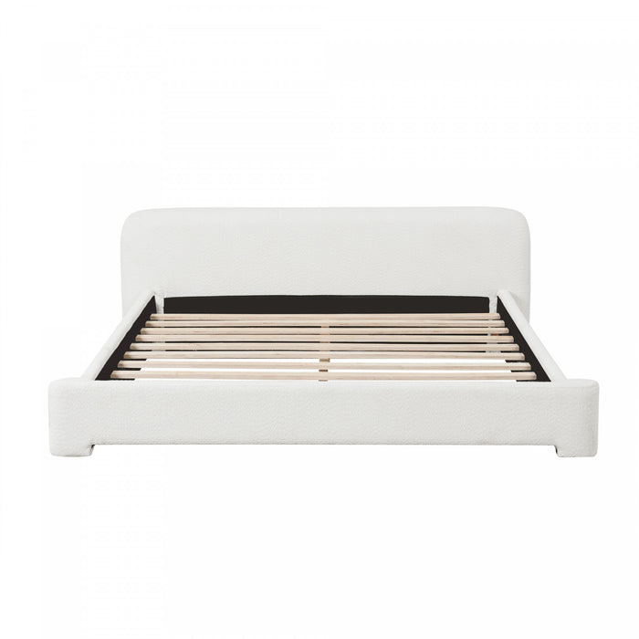 Joyce Lit confortable et elegant avec revetement pour chambre, Taille King, Blanc
