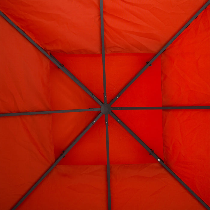 Outsunny 9,8 'x 9,8' Carre 2 Niveaux Gazebo Canopy Remplacement Couverture Superieure Pare-soleil Jardin Exterieur, Poterie Rouge