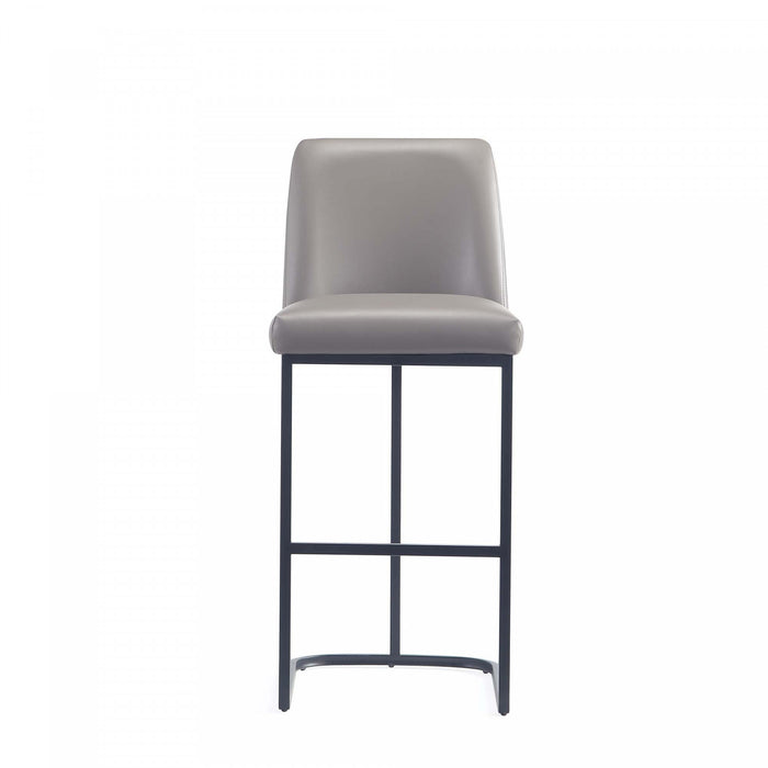 Tabouret de bar moderne en metal et tissu Serena, taupe - Lot de 3