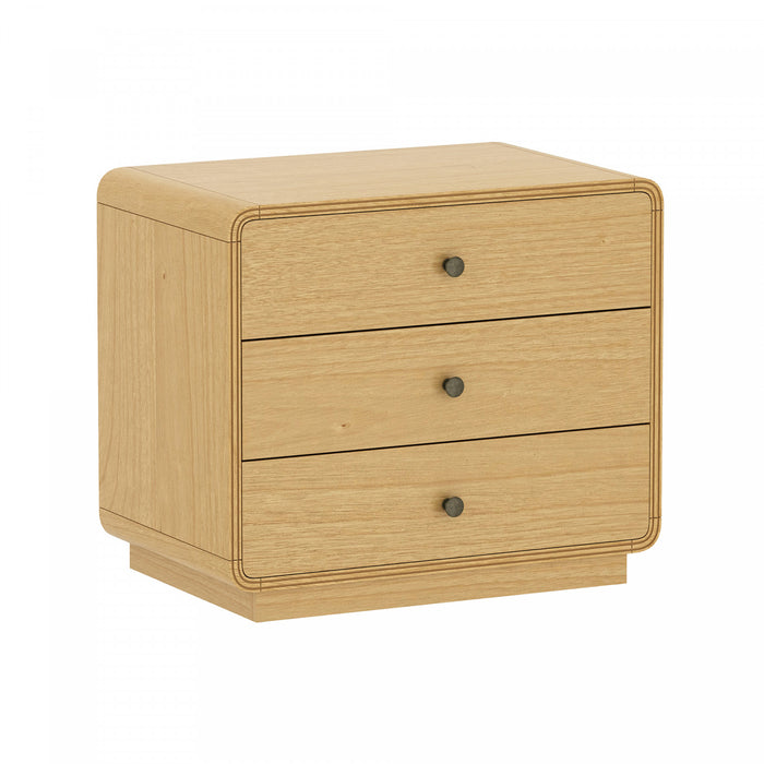 Table de nuit contemporaine Liora 28\" en naturel (3 tiroirs)