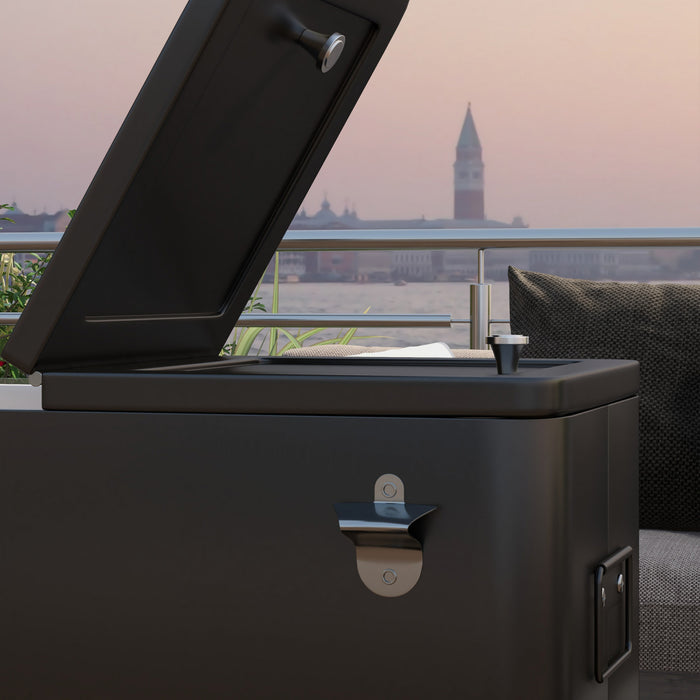 Outsunny Glaciere de terrasse a roulettes, glaciere d'exterieur portable