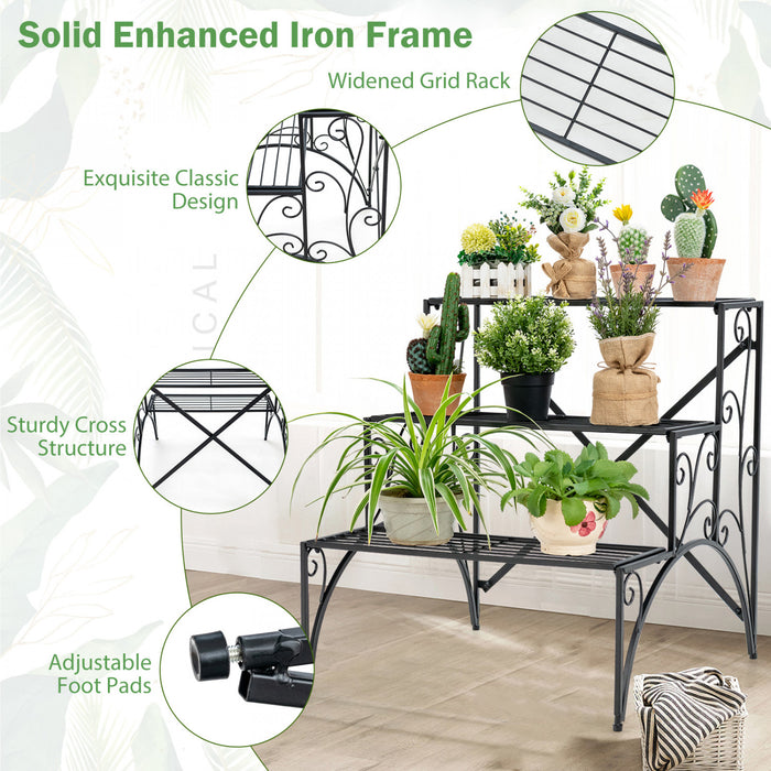 Costway 3 Etage Escalier Style Metal Plante Stand Etagere Jardin Pot De Fleurs Etagere D'affichage