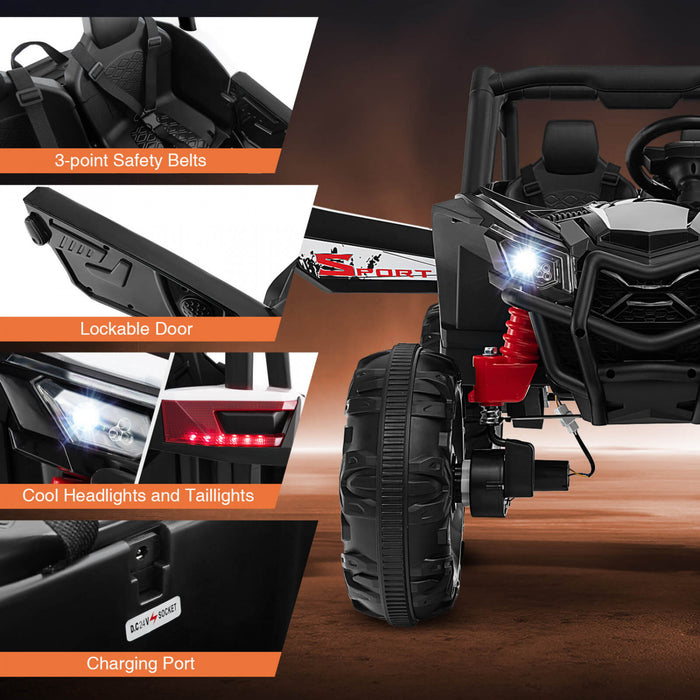 Costway 24v Kids Ride Sur Utv Avec 4 X 100w Puissant Moteur Telecommande Haute/basse Vitesse Noir